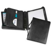 Samsill® Regal™ Zipper Binder with Handle, 8-1/2" x 11", Leather Cover, Black