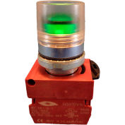 Springer Controls N5CPLVED, 22 mm Illum. Push Button Operator, chrome, green lens, guarded.