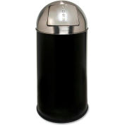 Genuine Joe Classic Round Top Receptacle 12 Gal. Black/Silver - GJO58886