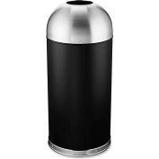 Genuine Joe Domed Top Trash Receptacle 15 Gal. Stainless Steel Black/Silver - GJO58896
