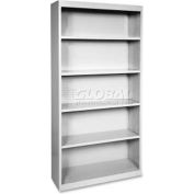 Lorell Fortress Series 5-Shelf Bookcase, LLR41289, 13"W x 34-1/2"D x 72"H, Light Gray