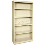 Lorell Fortress Series 5-Shelf Bookcase, LLR41290, 13"W x 34-1/2"D x 72"H, Putty