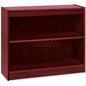 Lorell® 2-Shelf Panel End Hardwood Veneer Bookcase, 36"W x 12"D x 30"H, Mahogany