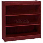 Lorell® 3-Shelf Panel End Hardwood Veneer Bookcase, 36"W x 12"D x 36"H, Mahogany