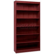 Lorell® 6-Shelf Panel End Hardwood Veneer Bookcase, 36"W x 12"D x 72"H, Mahogany