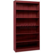 Lorell® 7-Shelf Panel End Hardwood Veneer Bookcase, 36"W x 12"D x 84"H, Mahogany