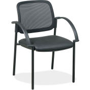 Lorell® Mesh Guest Chair, 24"W x 23-1/2"D x 32-3/4"H, Black Leather Seat