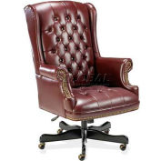 Lorell® Traditional Executive Swivel Chair, 30"W x 32"D x 46"H, Oxblood Vinyl Seat