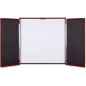 Lorell Presentation Cabinet - Drywipe Whiteboard, Hinged Door w/Mahogany Frame, 47-1/3"W x 47-1/3"H