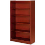 Lorell® 5-Shelf Panel End Hardwood Veneer Bookcase, 36"W x 12"D x 60"H, Cherry