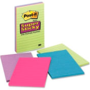3M™ Super Sticky Pads, Lined, 4"x6", 45 Sheets/Pad, 4 Pads/Pk, Assorted