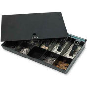 Sparco Locking Cover Money Tray 15505 w/10 Compartment Tray,  16&quot;W x 11&quot;D x 2-5/16&quot;H, Black