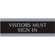 U.S. Stamp & Sign Century Sign, 4763, VISITORS MUST SIGN IN, 9"W X 3"H, Black/Silver