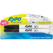 EXPO® Low-Odor Dry Erase Marker - Ultra Fine Point - Black - 2 Pack