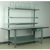 Stackbin No. 8 Adjustable Height Packing Workbench, Laminate T-Mold Edge, 96"W x 36"D, Gray