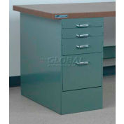 Stackbin 4 Drawer Pedestal, 4-DCP31-23-BL, 15-1/2"W X 30"D X 30-1/4"H, Blue