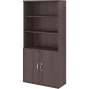 Bush Furniture 5-Shelf Bookcase with Doors - Storm Gray - Studio C Series