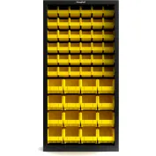 Global Industrial 7 Shelf Steel Shelving with (36) 4 H Plastic Shelf Bins,  Yellow, 36x12x39