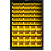 Global Industrial 13 Shelf Steel Shelving with (96) 4 H Plastic Shelf Bins, Yellow, 36x12x72 603443YL
