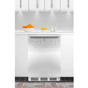 Summit FF6LBISSHH Built In Undercounter Refrigerator W/Lock 5.5 Cu. Ft. White/Stainless Steel