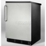 Summit FF7LBLSSTB Commercial Undercounter All Refrigerator W/Lock 5.5 Cu. Ft. Black/Stainless Steel