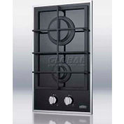 Summit GC2BGL - 2-Burner Gas-On-Glass Cooktop, Sealed Burners, Cast Iron Grates