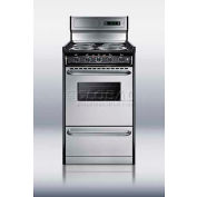Summit TEM130BKWY - Deluxe 220V Electric Range, Slim 20"W, Stainless Steel Doors