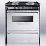 Summit TEM210BRWY - Slide-In Electric Range, 30"W, Stainless Steel Doors, Black Porcelain Top