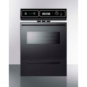 Summit Black Glass 220V Electric Wall Oven, Digital Clock, Window -TEM721DK