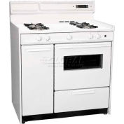 Summit WNM4307KW - Deluxe White Gas Range, Electronic Ignition, Clock/Timer, Oven Window Light, 36"W