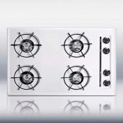 Summit WNL053 - 30"W Cooktop, Four Burners, Gas Spark Ignition, White