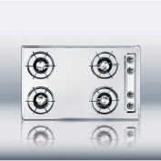 Summit ZNL053 - 30"W Gas Cooktop, Four Burners, Gas Spark Ignition, Brushed Chrome