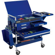 Sunex Tools 8013ABLDELUXE 4 Drawer Deluxe Blue Tool Cart W/ Locking Top & Drawers