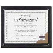 Dax® Award Plaque, Wall Mountable, Horizontal/Vertical, 11" x 8-1/2", Wood, Black