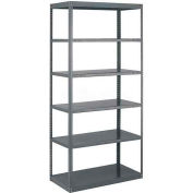 Tri-Boro Offset Sturdi-Frame Open Shelving Unit 48"W x 24"D x 75"H, 6 Shelves, 18 Ga., Dark Gray
