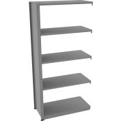 Tennsco Capstone Boltless Shelving, Add-On Unit, 36"W x 18"D x 76"H, 5 Shelves, Medium Grey