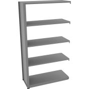 Tennsco Capstone Boltless Shelving, Add-On Unit, 42"W x 18"D x 76"H, 5 Shelves, Medium Grey