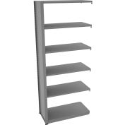 Tennsco Capstone Boltless Shelving, Add-On Unit, 36"W x 18"D x 88"H, 6 Shelves, Medium Grey