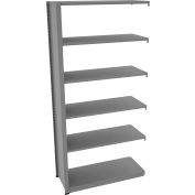 Tennsco Capstone Boltless Shelving, Add-On Unit, 42"W x 18"D x 88"H, 6 Shelves, Medium Grey