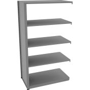 Tennsco Capstone Boltless Shelving, Add-On Unit, 42"W x 24"D x 76"H, 5 Shelves, Medium Grey