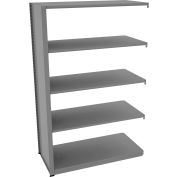 Tennsco Capstone Boltless Shelving, Add-On Unit, 48"W x 24"D x 76"H, 5 Shelves, Medium Grey