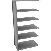 Tennsco Capstone Boltless Shelving, Add-On Unit, 42"W x 24"D x 88"H, 6 Shelves, Medium Grey