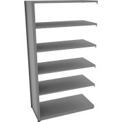 Tennsco Capstone Boltless Shelving, Add-On Unit, 48"W x 24"D x 88"H, 6 Shelves, Medium Grey
