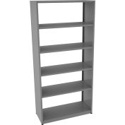 Tennsco Capstone Boltless Shelving, Starter Unit, 42"W x 18"D x 88"H, 6 Shelves, Medium Grey