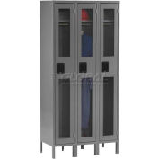 Tennsco C-Thru Locker CSL-121572-3-LGY - Single Tier w/Legs 3 Wide, 12x15x72, Assembled, Light Gray