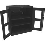 Tennsco C-Thru Deluxe Counter Height Cabinet CVD2442-BLK - Unassembled 36"W X 24"D X 42"H, Black