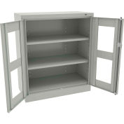 Tennsco C-Thru Standard Counter Height Cabinet CVD4218-LGY - Welded 36"W X 18"D X 42"H, Light Grey