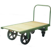 Fairbanks Steel Bound Platform Truck HQ-3672-RT-407-36 - 36" x 72" - 8" & 16" Rubber Wheels