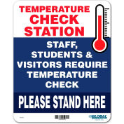Global Industrial™ Temperature Check Station Sign, 8"W x 10"H,  Plastic 