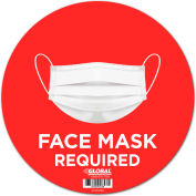 Global Industrial™ 12" Round Face Mask Required Wall Sign, Red, Adhesive
